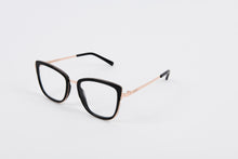 Load image into Gallery viewer, black and gold winged optical prescription glasses frame
