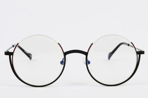 Black Round Optical Glasses with Half Rim