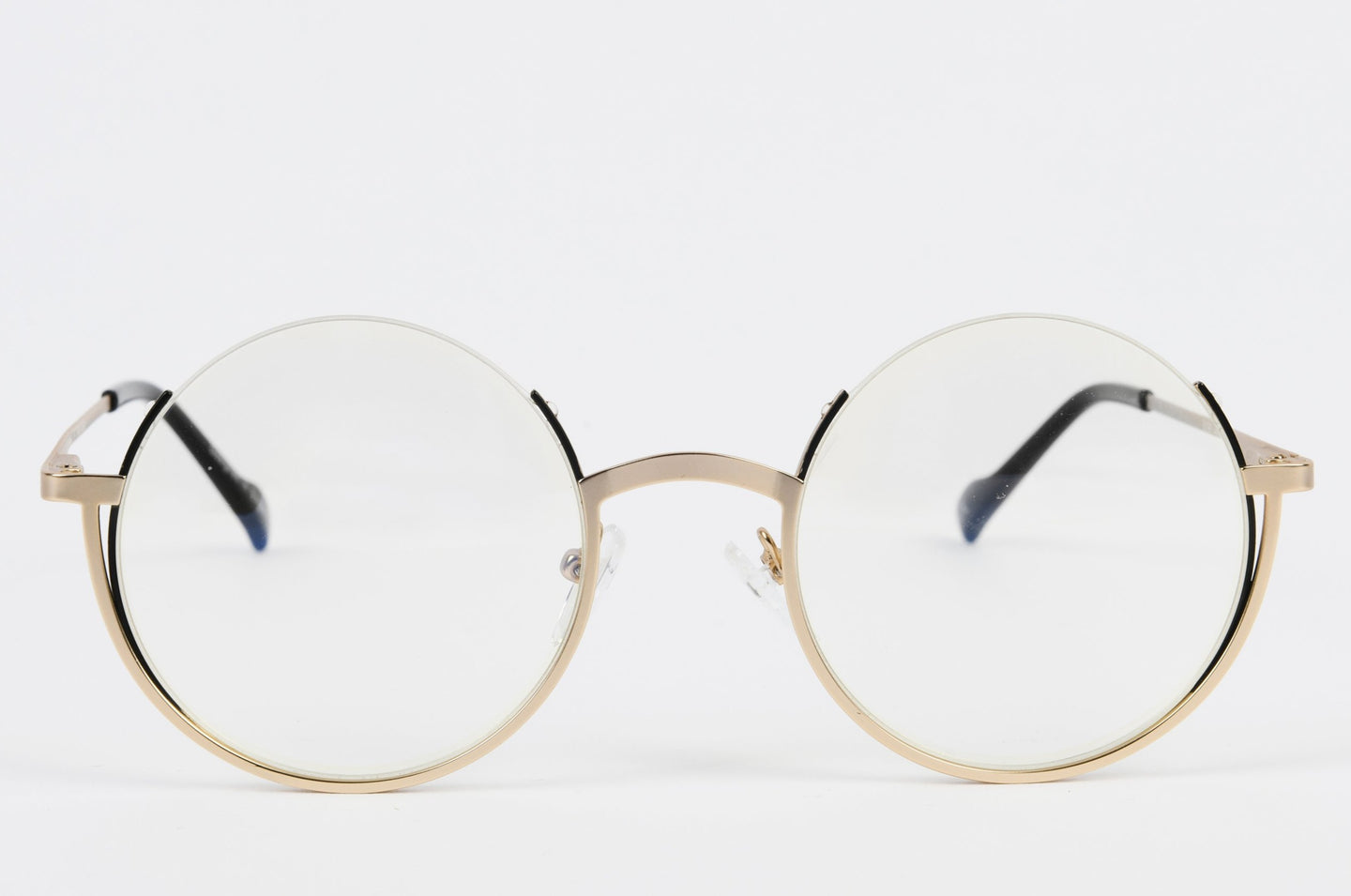 Round gold glasses frame with prescription lenses