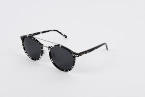 grey and black tortoise shell prescription sunglasses with double bridge 