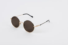 Load image into Gallery viewer, Round prescription sunglasses in gold colour with brown tint
