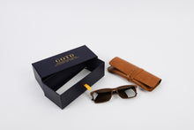 Load image into Gallery viewer, Eco-friendly wooden glasses frame with box packaging and leather personalised case
